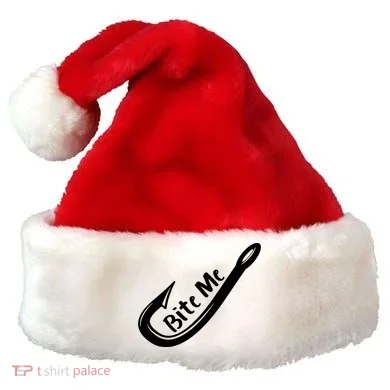 Bite Me Fish Hook Santa Hat