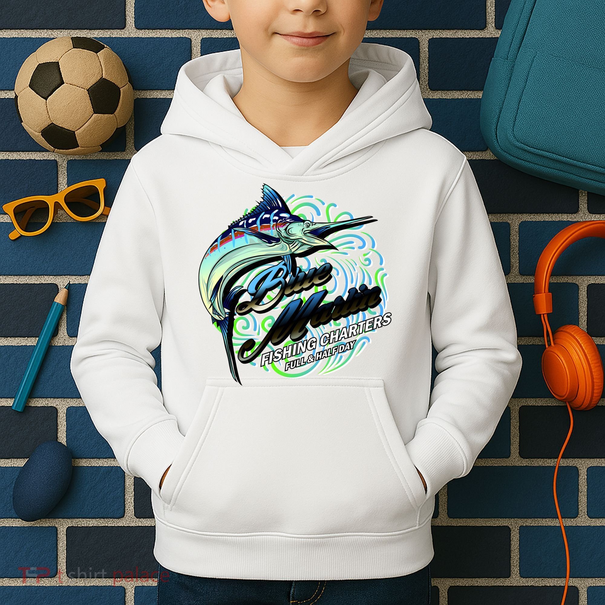 Blue Marlin Fishing Charters Kids Hoodie