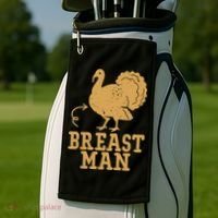 Breast Man Funny Turkey Thanksgiving Golf Towel thumb 2