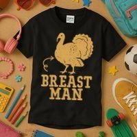 Breast Man Funny Turkey Thanksgiving Kids T-Shirt thumb 3