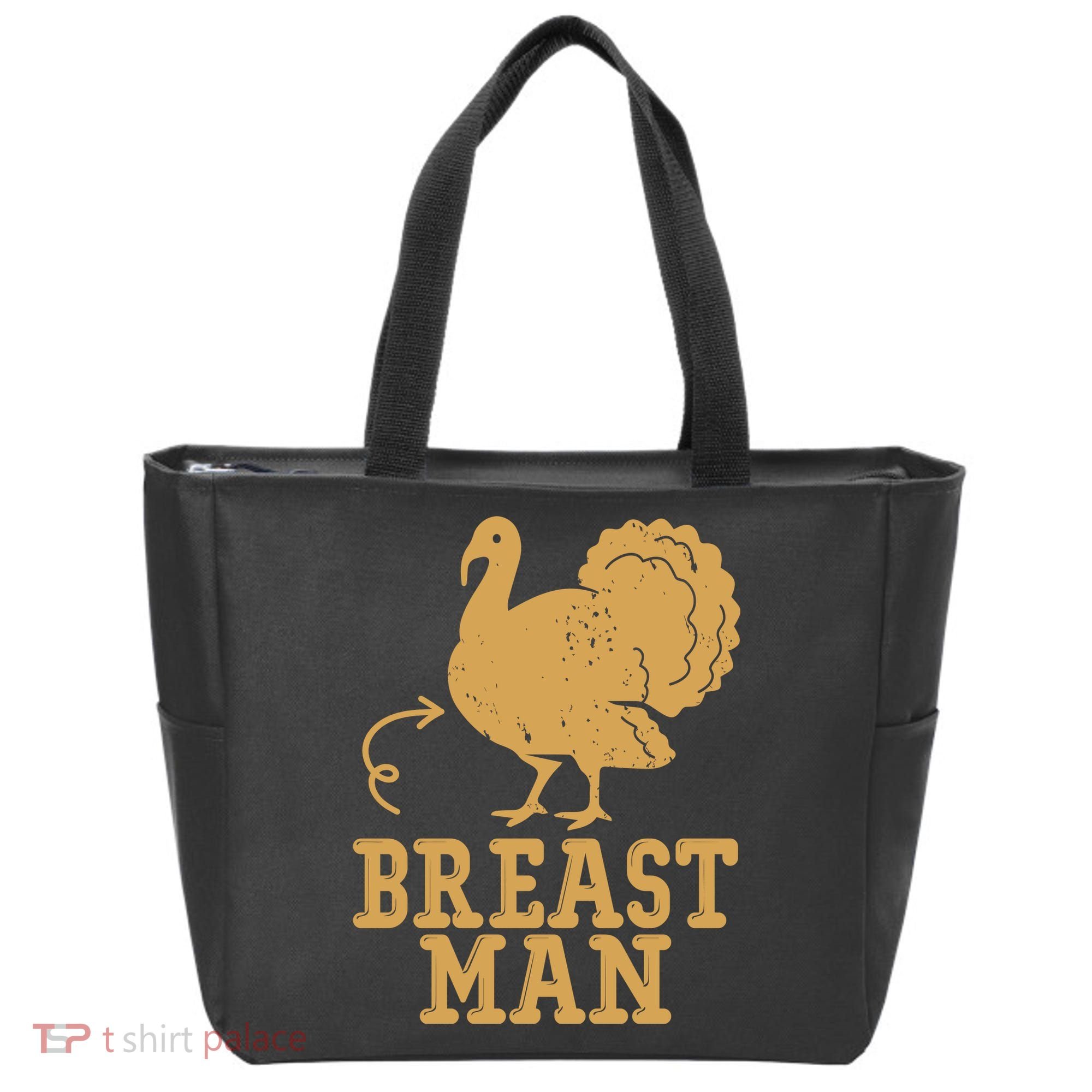 Breast Man Funny Turkey Thanksgiving Tote Bag