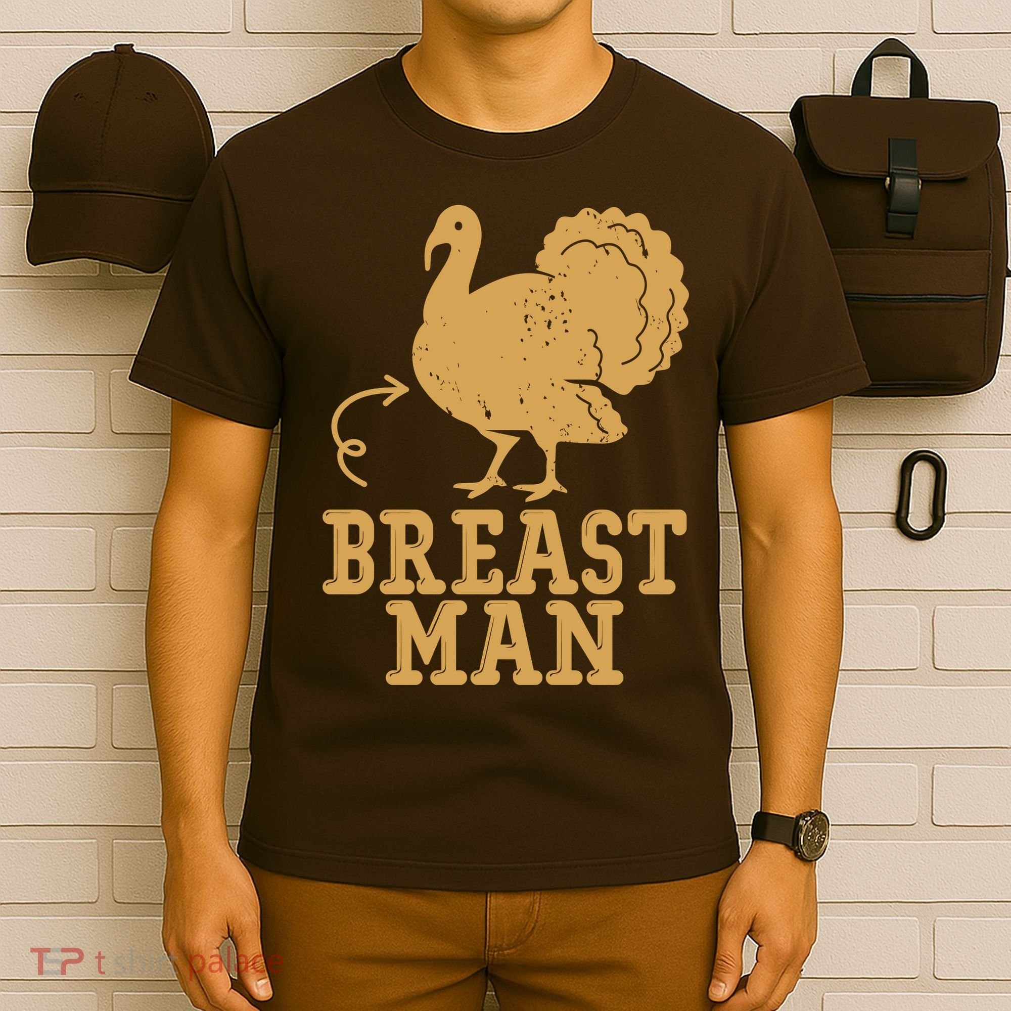 Breast Man Funny Turkey Thanksgiving T-Shirt