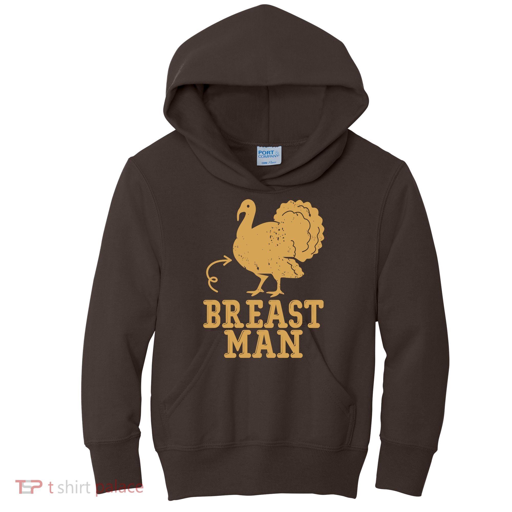 Breast Man Funny Turkey Thanksgiving Kids Hoodie