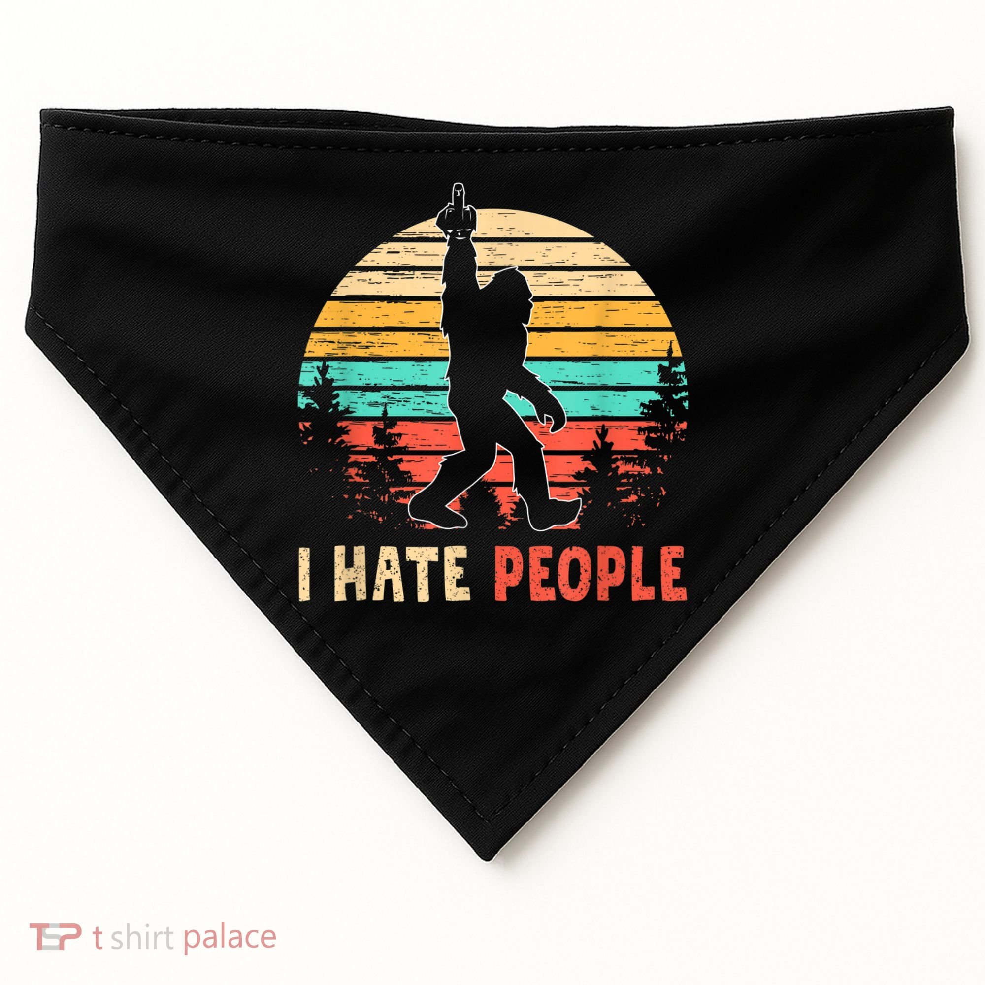 Bigfoot Middle Finger I Hate People Abduction Sasquatch USA-Made Doggie Bandana