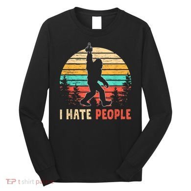 Bigfoot Middle Finger I Hate People Abduction Sasquatch Long Sleeve Shirt