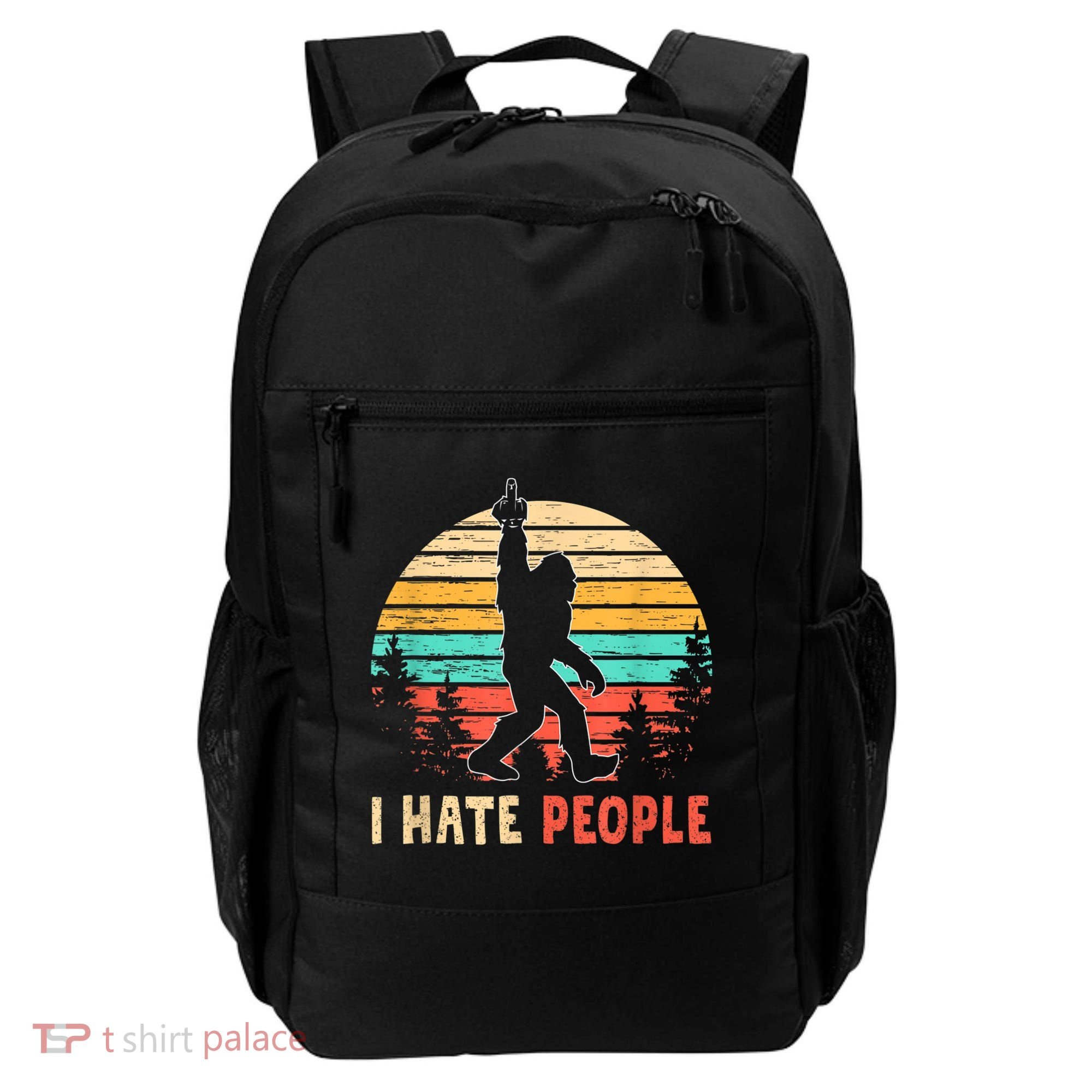 Bigfoot Middle Finger I Hate People Abduction Sasquatch Backpack