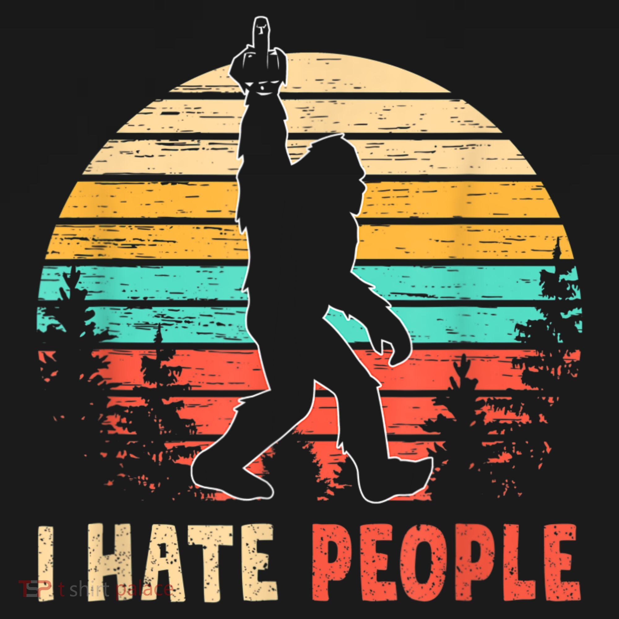 Bigfoot Middle Finger I Hate People Abduction Sasquatch Bucket Hat