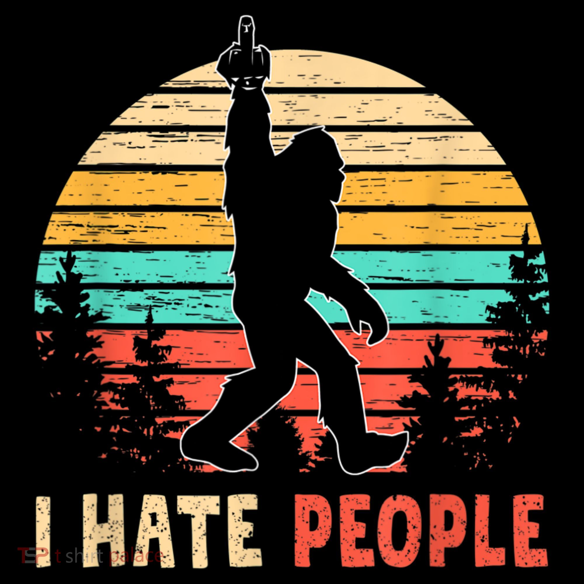 Bigfoot Middle Finger I Hate People Abduction Sasquatch Coaster
