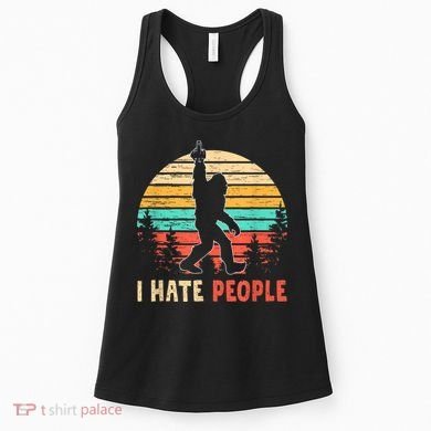 Bigfoot Middle Finger I Hate People Abduction Sasquatch Women's Tank Top