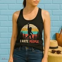 Bigfoot Middle Finger I Hate People Abduction Sasquatch Women's Tank Top thumb 2