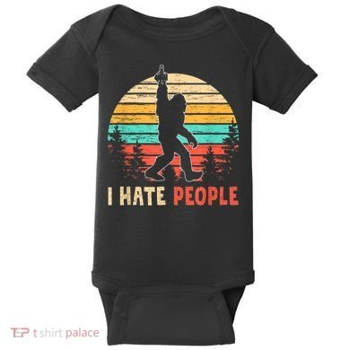 Bigfoot Middle Finger I Hate People Abduction Sasquatch Baby Bodysuit