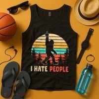 Bigfoot Middle Finger I Hate People Abduction Sasquatch Tank Top thumb 4