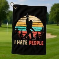 Bigfoot Middle Finger I Hate People Abduction Sasquatch Golf Towel thumb 1