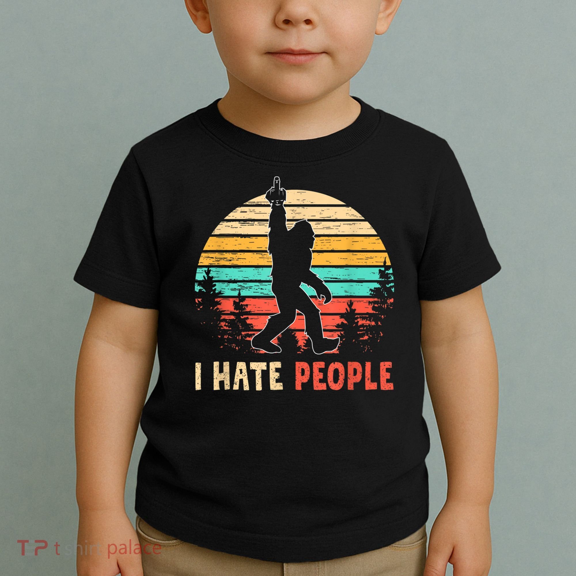 Bigfoot Middle Finger I Hate People Abduction Sasquatch Toddler T-Shirt