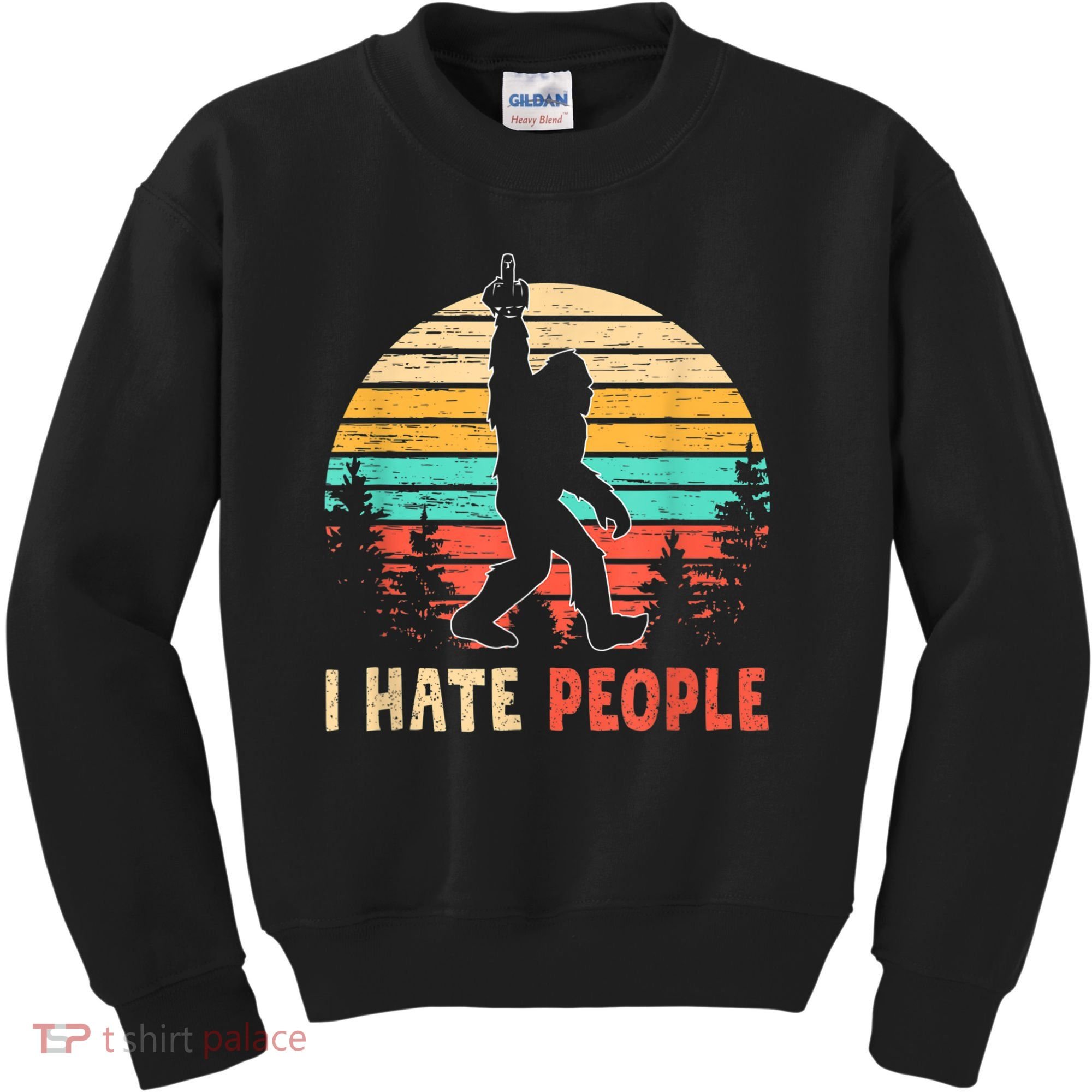Bigfoot Middle Finger I Hate People Abduction Sasquatch Kids Sweatshirt