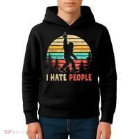 Bigfoot Middle Finger I Hate People Abduction Sasquatch Kids Hoodie thumb 4