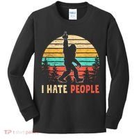 Bigfoot Middle Finger I Hate People Abduction Sasquatch Kids Long Sleeve Shirt thumb 0