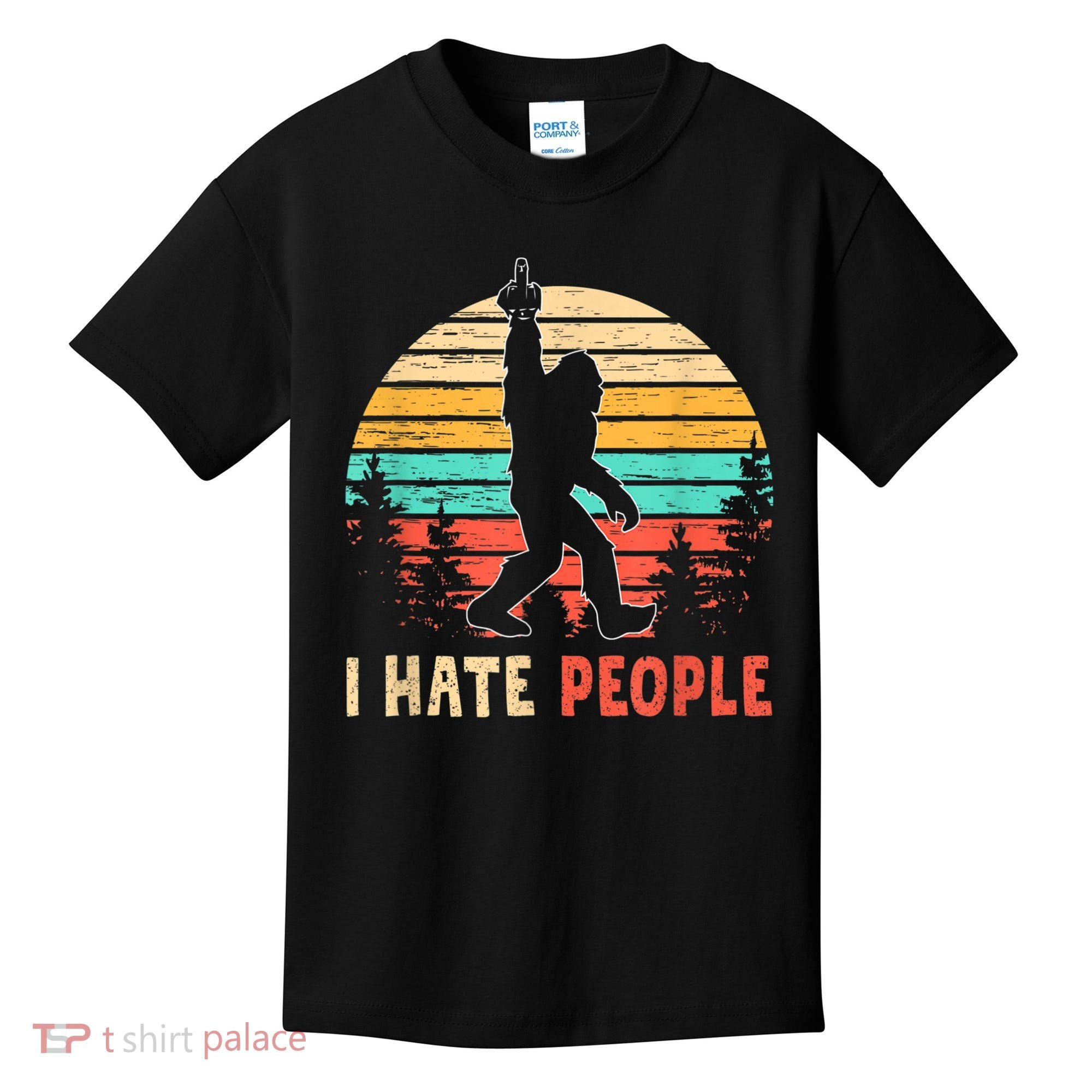 Bigfoot Middle Finger I Hate People Abduction Sasquatch Kids T-Shirt