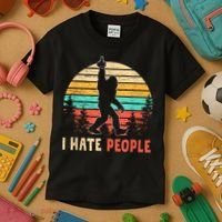 Bigfoot Middle Finger I Hate People Abduction Sasquatch Kids T-Shirt thumb 3