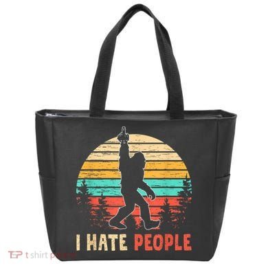 Bigfoot Middle Finger I Hate People Abduction Sasquatch Tote Bag
