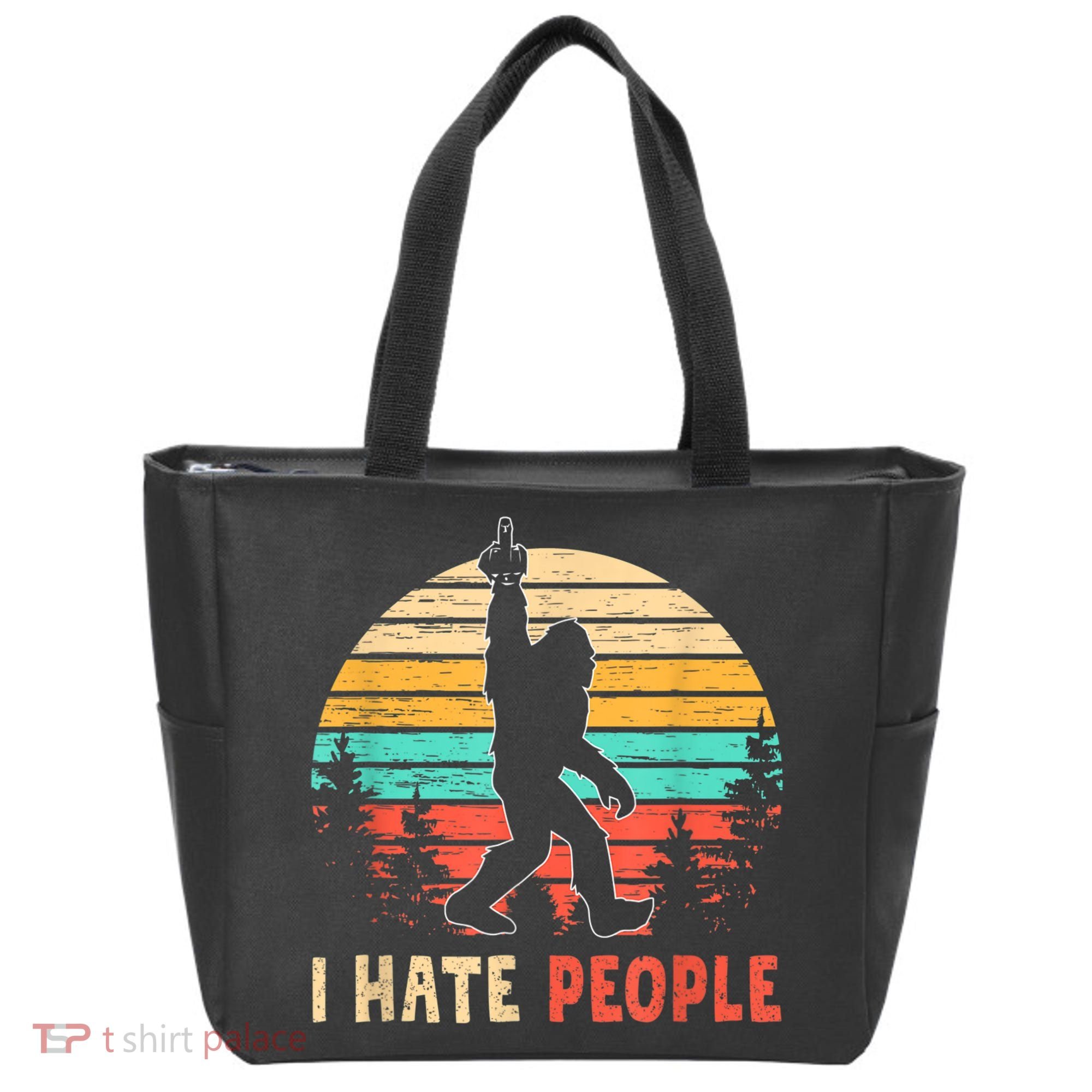 Bigfoot Middle Finger I Hate People Abduction Sasquatch Tote Bag