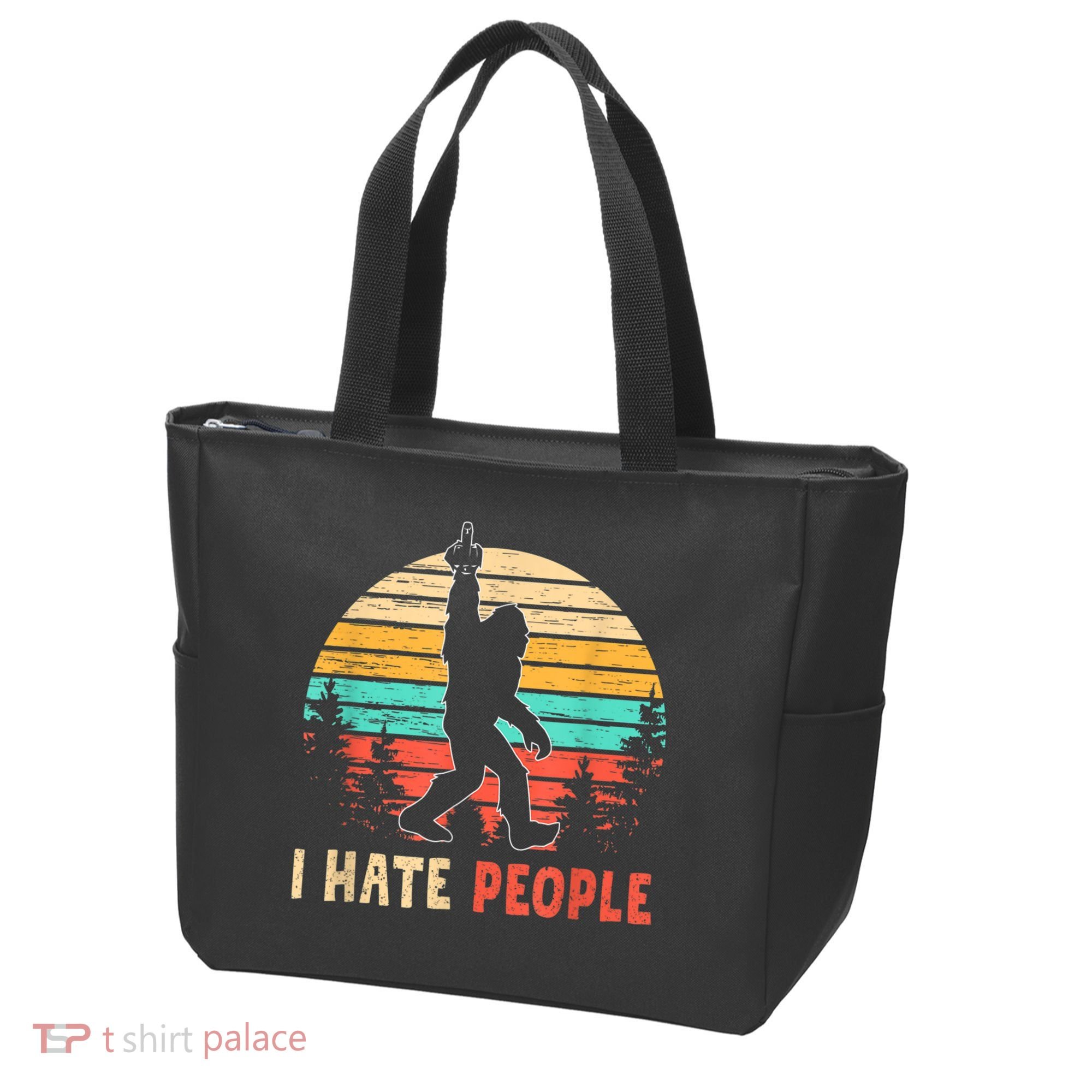 Bigfoot Middle Finger I Hate People Abduction Sasquatch Tote Bag