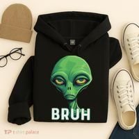 Bruh Meme Funny Saying Brother Greeting Ns Alien Hoodie thumb 4