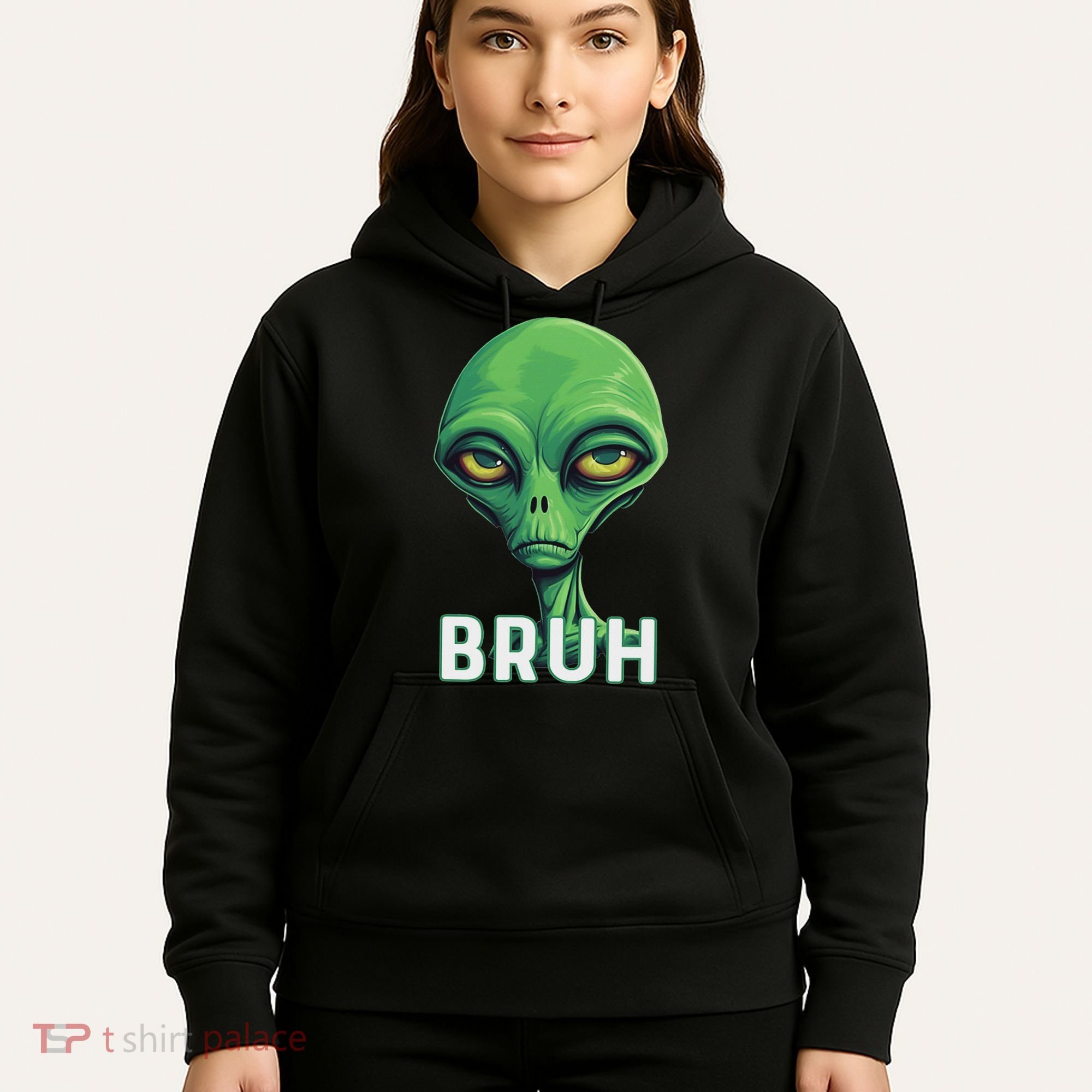 Bruh Meme Funny Saying Brother Greeting Ns Alien Hoodie
