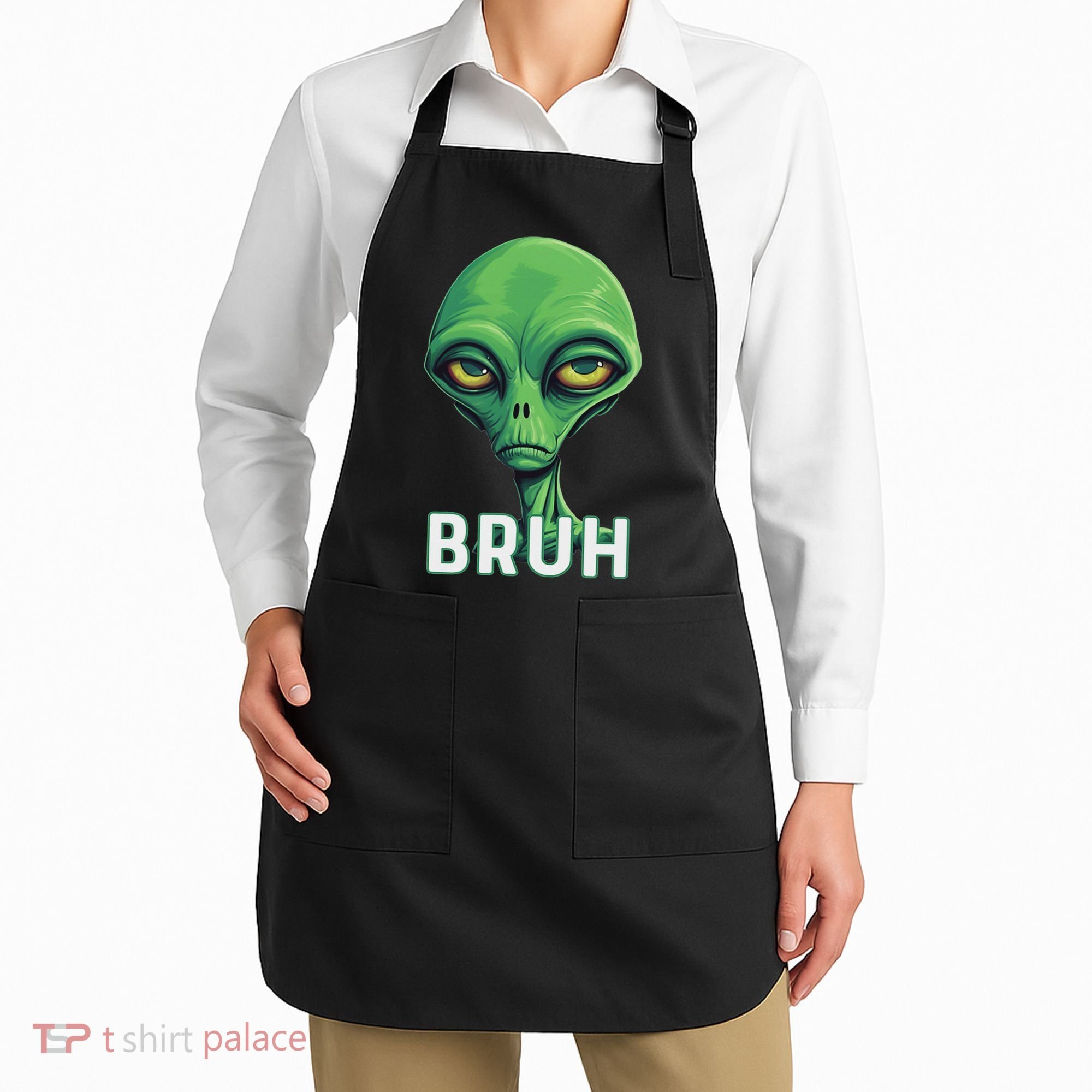 Bruh Meme Funny Saying Brother Greeting Ns Alien Apron