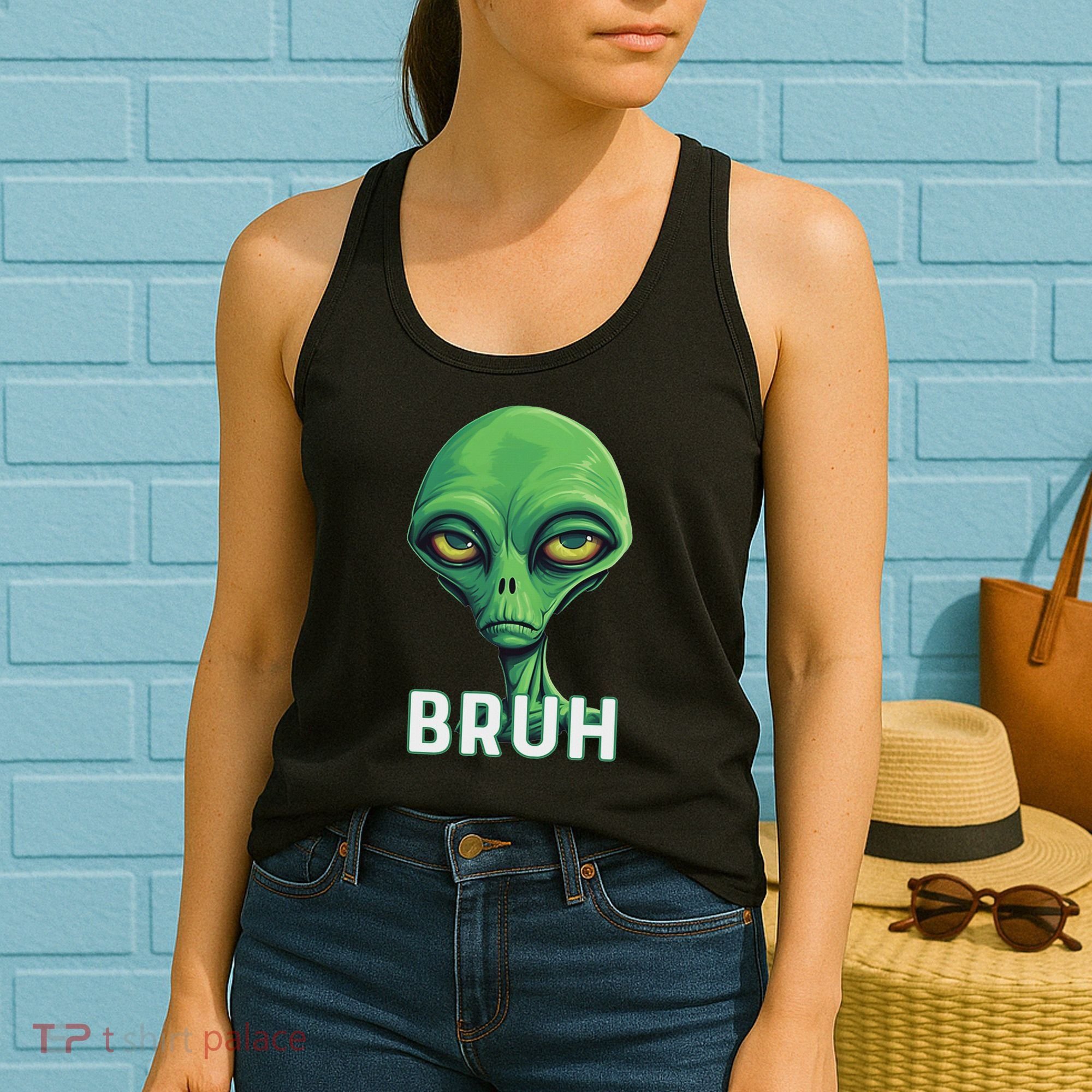Bruh Meme Funny Saying Brother Greeting Ns Alien Women's Tank Top