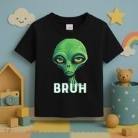 Bruh Meme Funny Saying Brother Greeting Ns Alien Toddler T-Shirt thumb 3