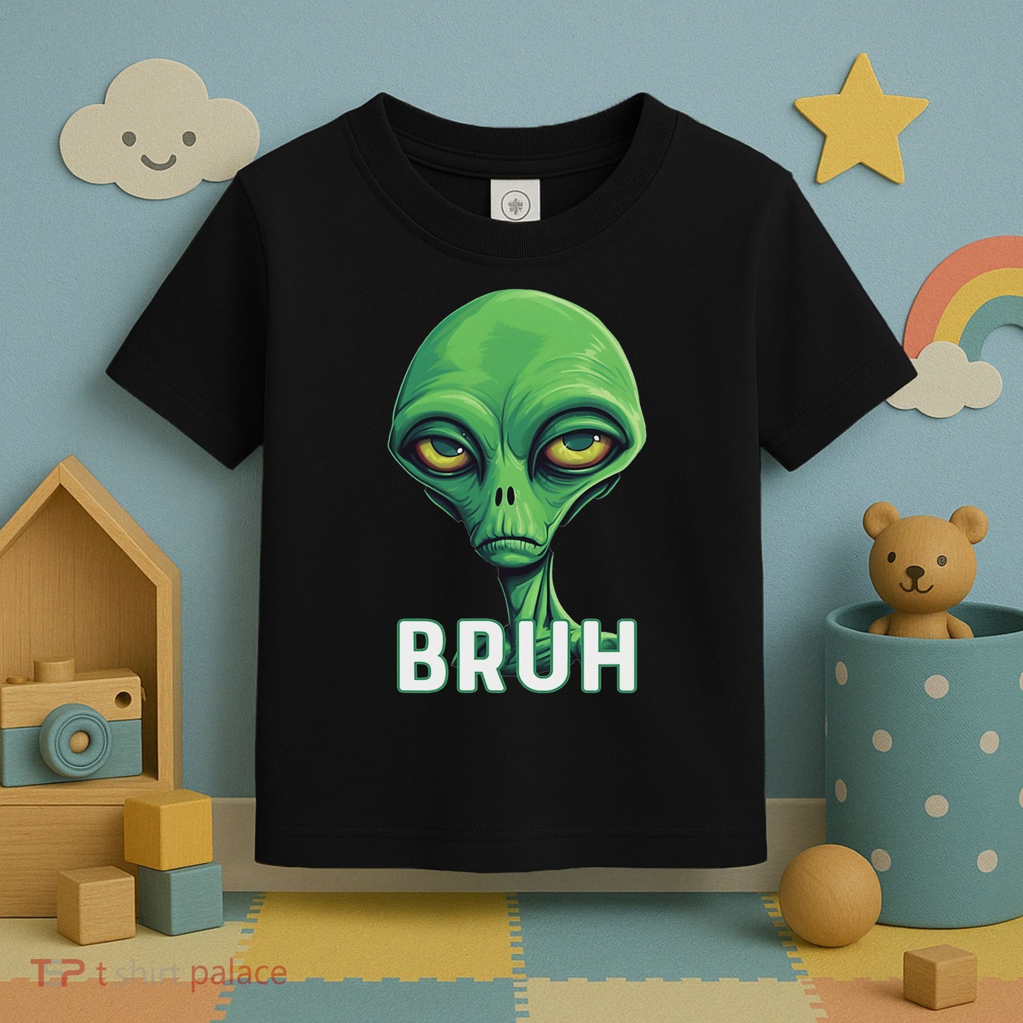 Bruh Meme Funny Saying Brother Greeting Ns Alien Toddler T-Shirt