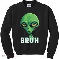 Bruh Meme Funny Saying Brother Greeting Ns Alien Kids Sweatshirt thumb 0