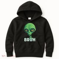 Bruh Meme Funny Saying Brother Greeting Ns Alien Kids Hoodie thumb 0