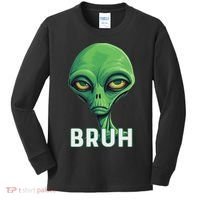 Bruh Meme Funny Saying Brother Greeting Ns Alien Kids Long Sleeve Shirt thumb 0