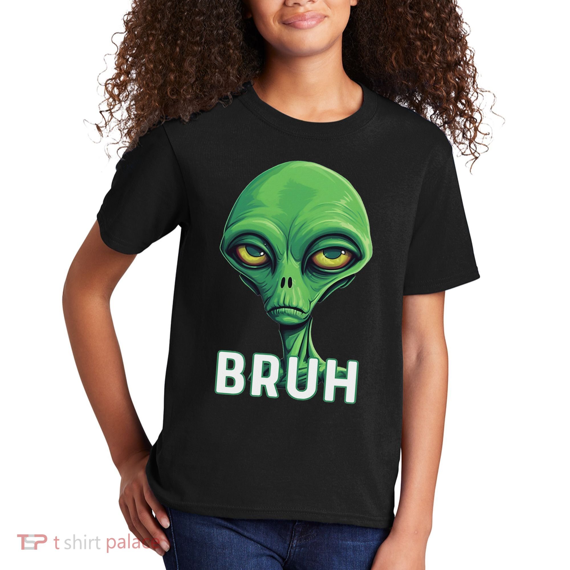 Bruh Meme Funny Saying Brother Greeting Ns Alien Kids T-Shirt