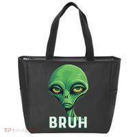 Bruh Meme Funny Saying Brother Greeting Ns Alien Tote Bag thumb 0
