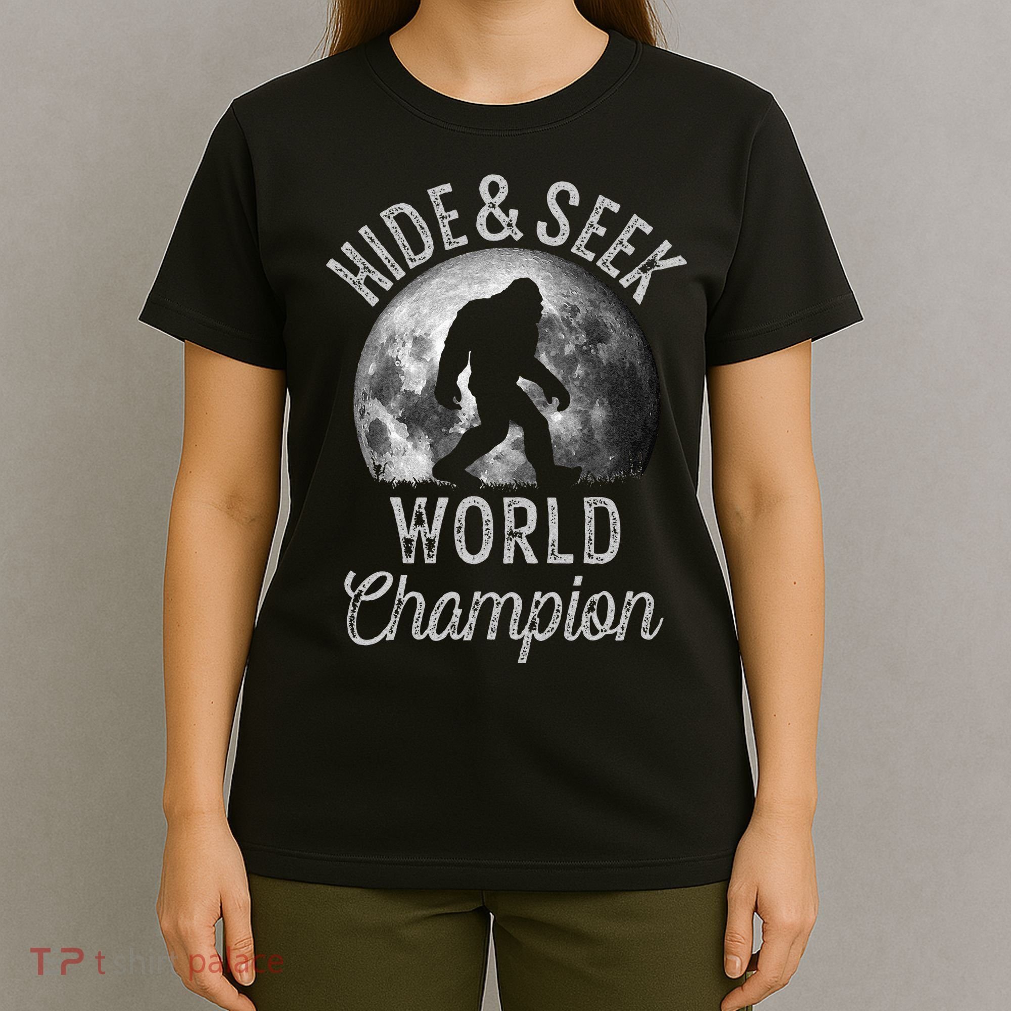Bigfoot Moon Fantasy Hide And Seek World Champion Sasquatch T-Shirt
