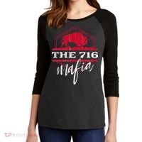 Buffalo Mafia For The 716 Area Code Buffalo Ny Women's Tri-Blend 3/4-Sleeve Raglan Shirt thumb 2