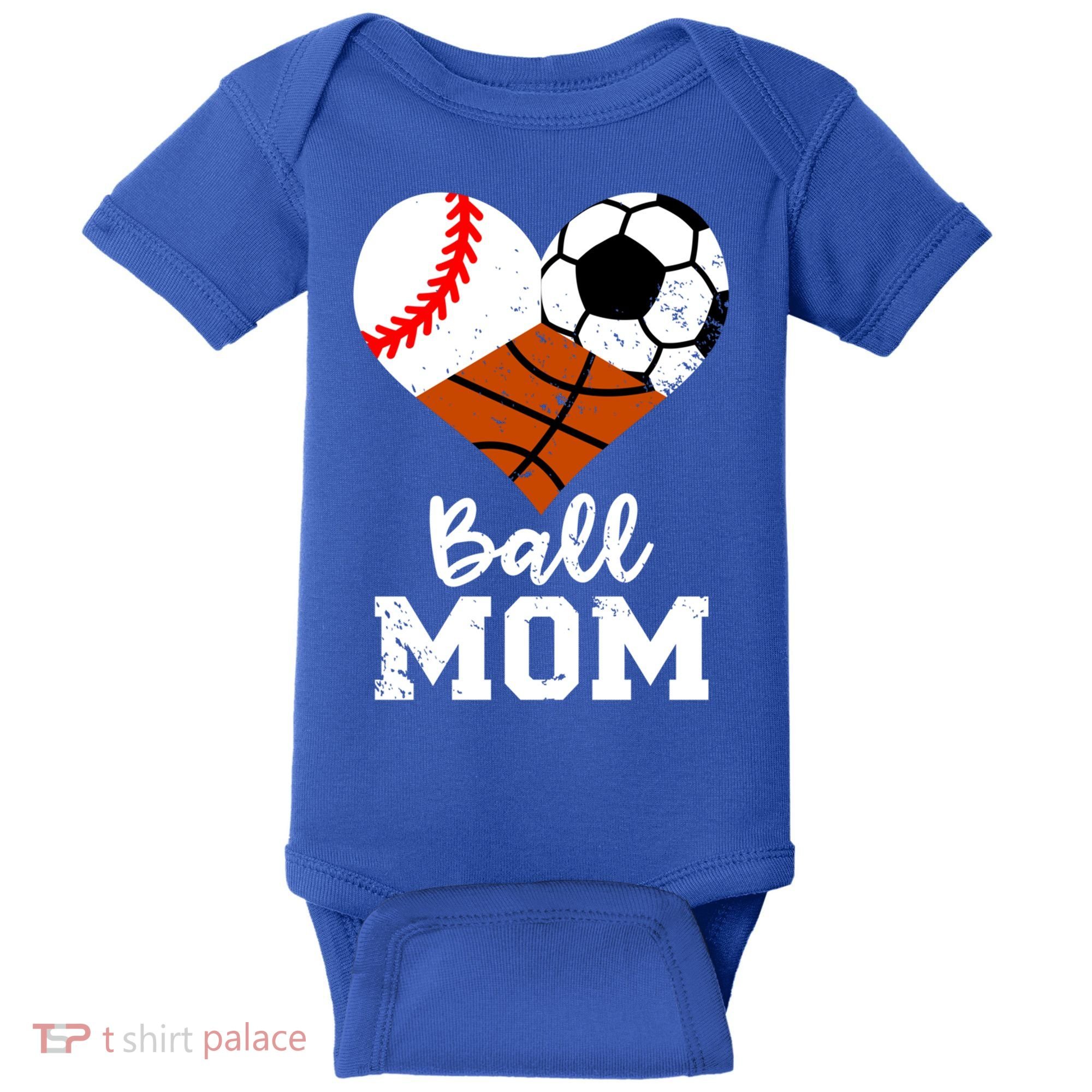 Ball Mom Funny Baseball Soccer Basketball Mom Gift Baby Bodysuit