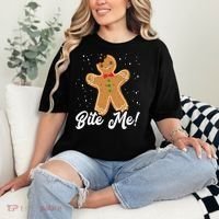 Bite Me Funny Gingerbread Christmas Holiday Cookie Meaningful Gift Comfort Colors T-Shirt thumb 2