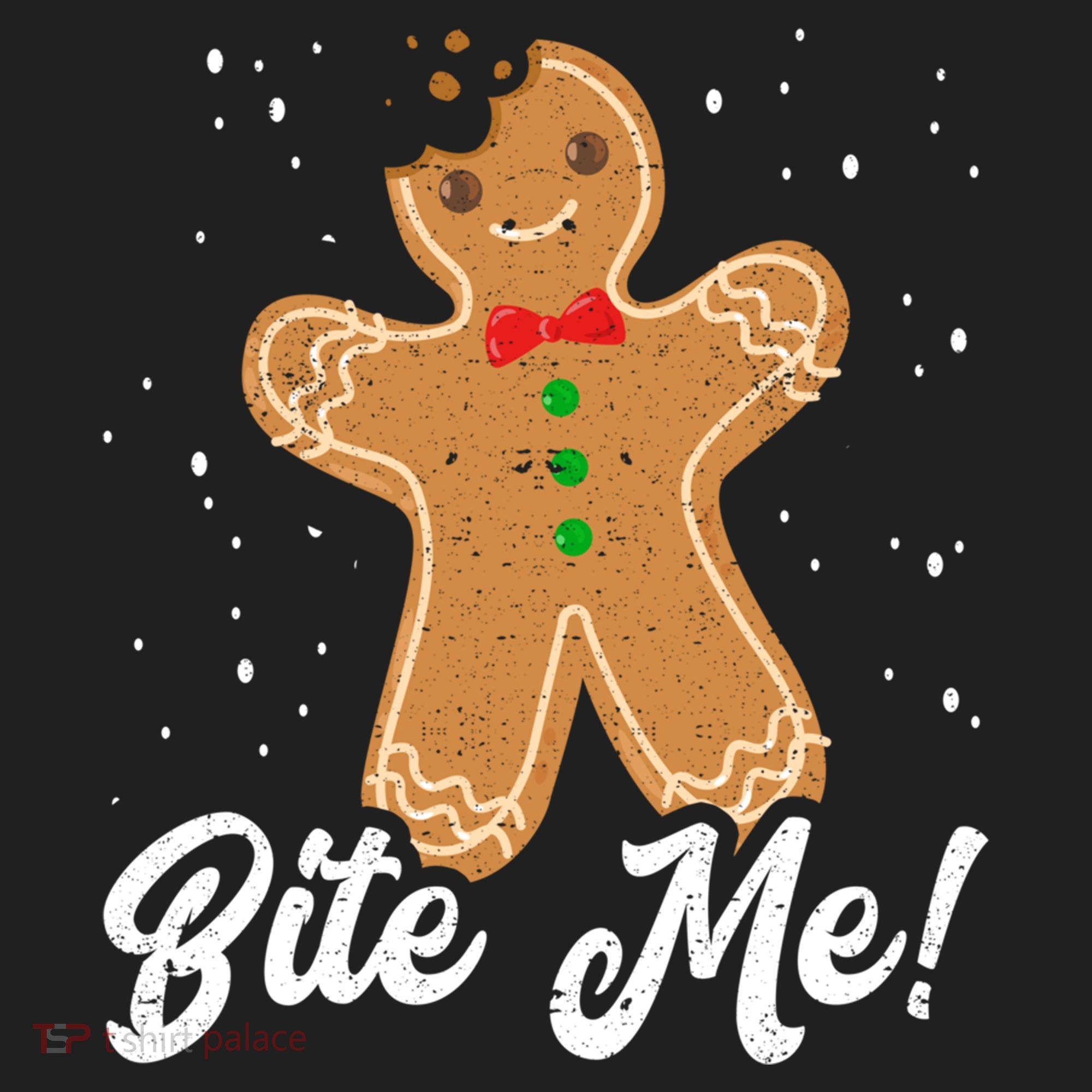 Bite Me Funny Gingerbread Christmas Holiday Cookie Meaningful Gift Comfort Colors Boxy T-Shirt