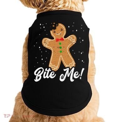 Bite Me Funny Gingerbread Christmas Holiday Cookie Meaningful Gift Doggie Tank