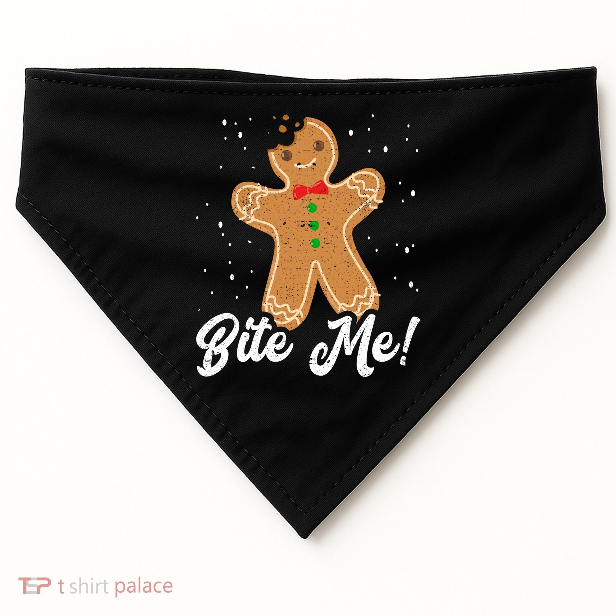 Bite Me Funny Gingerbread Christmas Holiday Cookie Meaningful Gift USA-Made Doggie Bandana