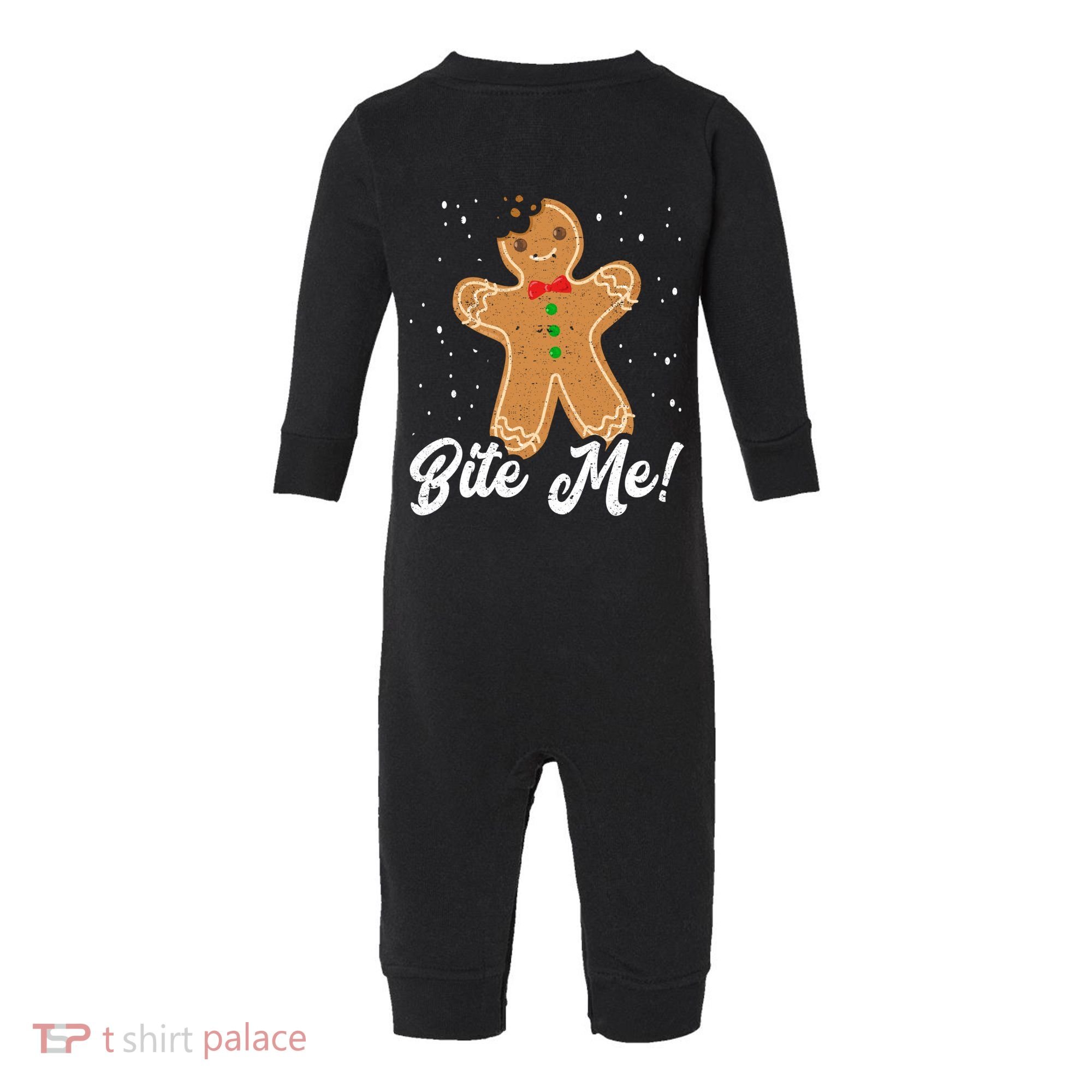 Bite Me Funny Gingerbread Christmas Holiday Cookie Meaningful Gift Infant Fleece One Piece
