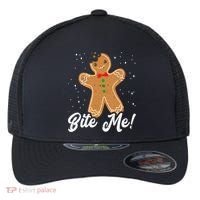 Bite Me Funny Gingerbread Christmas Holiday Cookie Meaningful Gift Flexfit Unipanel Trucker Cap thumb 0