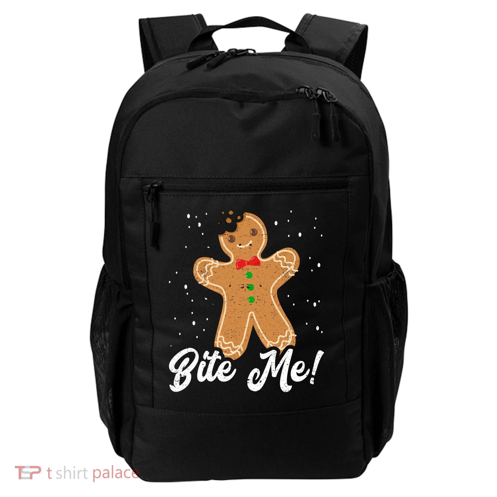 Bite Me Funny Gingerbread Christmas Holiday Cookie Meaningful Gift Backpack