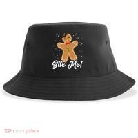 Bite Me Funny Gingerbread Christmas Holiday Cookie Meaningful Gift Sustainable Bucket Hat thumb 0