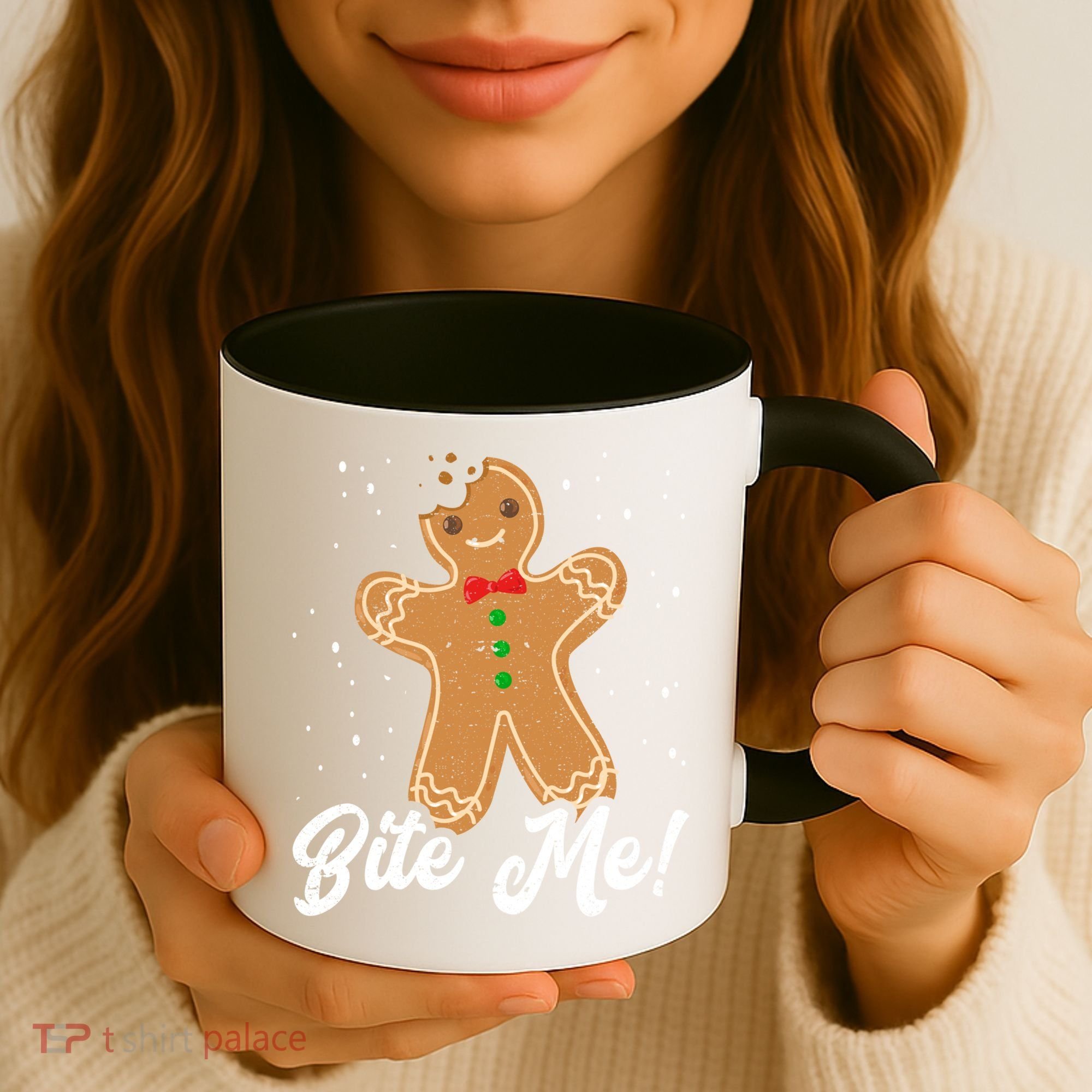 Bite Me Funny Gingerbread Christmas Holiday Cookie Meaningful Gift Coffee Mug