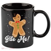 Bite Me Funny Gingerbread Christmas Holiday Cookie Meaningful Gift 11oz C Handle Ceramic Mug thumb 0